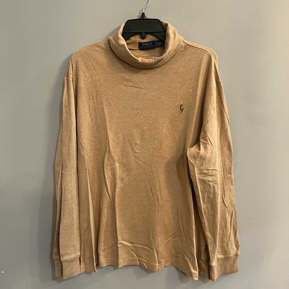Polo Ralph Lauren Men's XL Beige Tan Turtleneck Pullover Lightweight